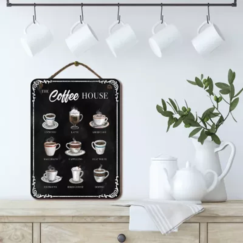 Courtside Market Coffee House 12x16 Artboard With Twine Wood Wall Art