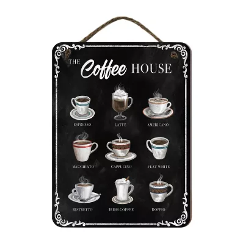 Courtside Market Coffee House 12x16 Artboard With Twine Wood Wall Art