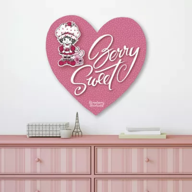 Courtside Market Strawberry Shortcake Berry Sweet Heart 12x12 Artboard Wood Wall Art