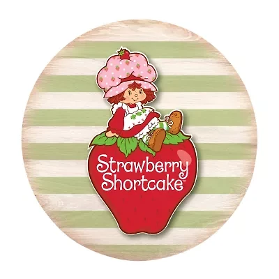 Courtside Market Strawberry Shortcake Vintage 12x12 Circular Artboard Wood Wall Art