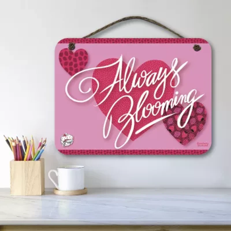 Courtside Market Strawberry Shortcake Blooming 12x16 Artboard With Twine Wood Wall Art