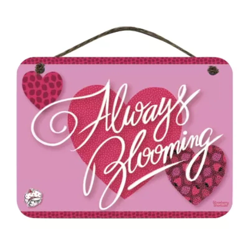 Courtside Market Strawberry Shortcake Blooming 12x16 Artboard With Twine Wood Wall Art