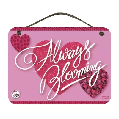 Courtside Market Strawberry Shortcake Blooming 12x16 Artboard With Twine Wood Wall Art