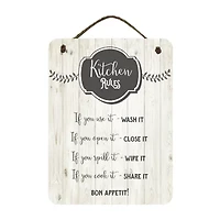 Courtside Market Kitchen Rules 12x16 Artboard With Twine Wood Wall Art