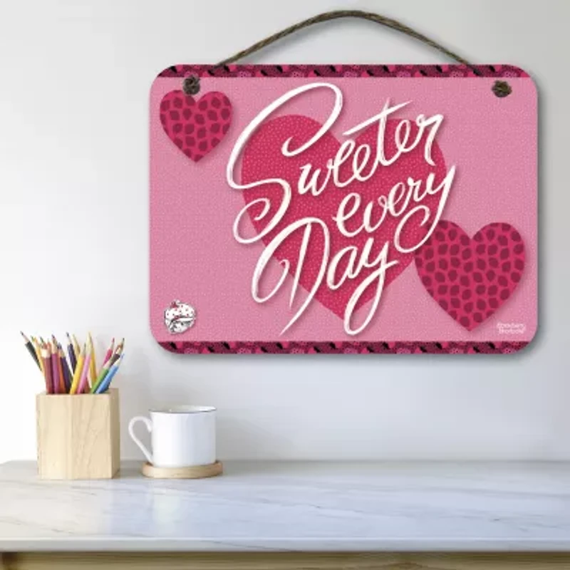 Courtside Market Strawberry Shortcake 12x16 Artboard With Twine Wood Wall Art