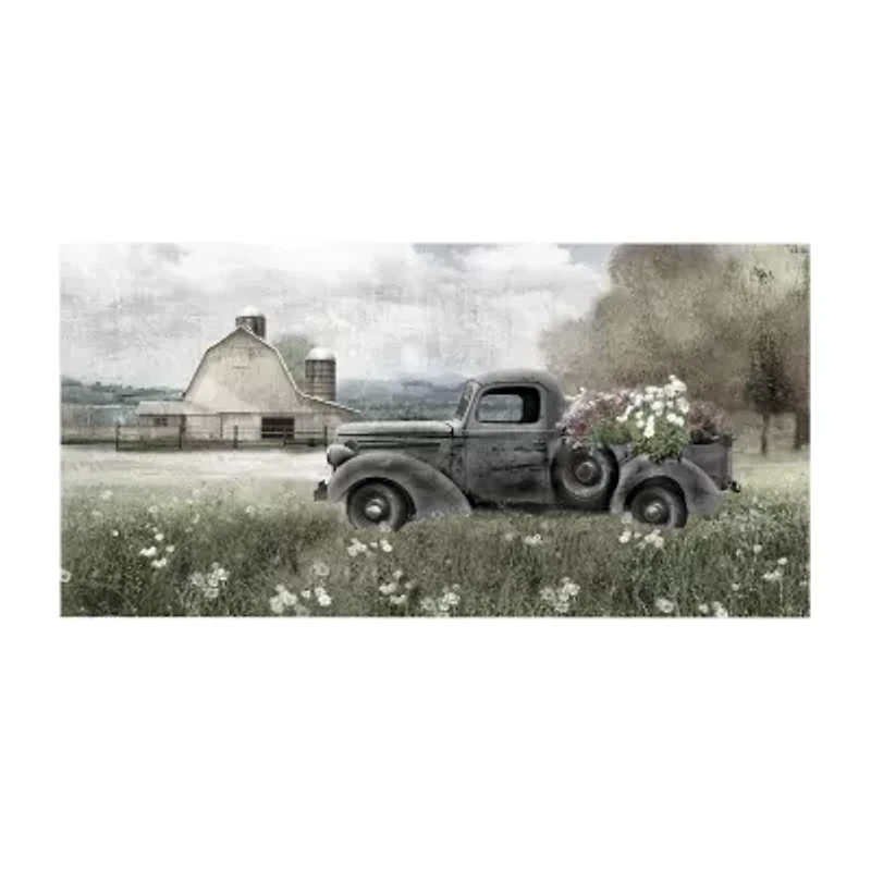 Courtside Market Farm Blue Truck 24x48 Canvas Art