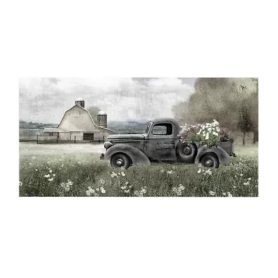 Courtside Market Farm Blue Truck 24x48 Canvas Art