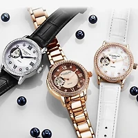 Stuhrling Womens Automatic Black Leather Strap Watch 3952 1