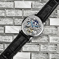 Stuhrling Mens Automatic Black Leather Strap Watch 3917 1