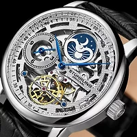 Stuhrling Mens Automatic Black Leather Strap Watch 3917 1