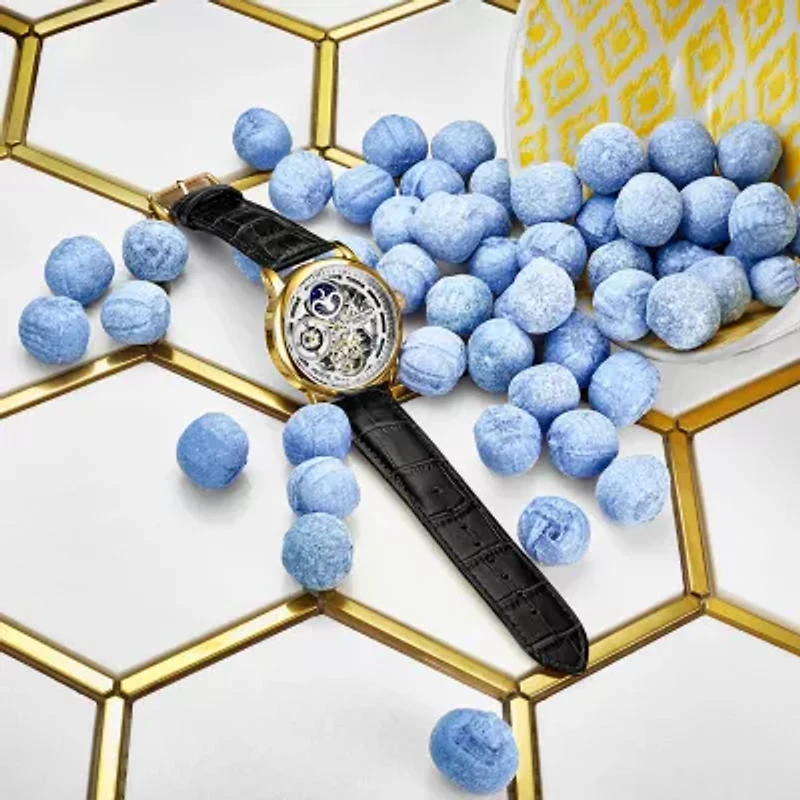 Stuhrling Mens Automatic Leather Strap Watch 3917