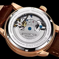 Stuhrling Mens Automatic Brown Leather Strap Watch 3917 3