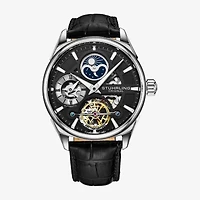 Stuhrling Mens Automatic Black Leather Strap Watch 3918 2