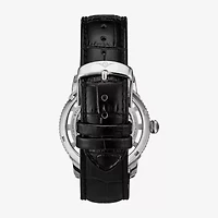 Stuhrling Mens Automatic Black Leather Strap Watch 3933