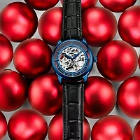 Stuhrling Mens Automatic Black Leather Strap Watch 3933 2