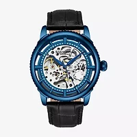 Stuhrling Mens Automatic Black Leather Strap Watch 3933 2