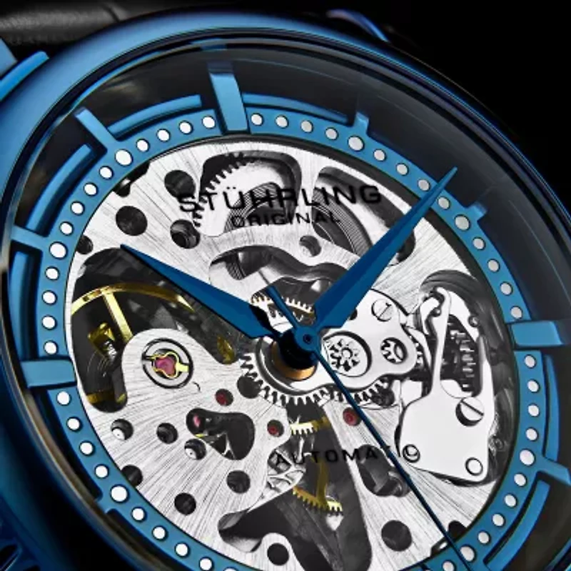 Stuhrling Mens Automatic Leather Strap Watch 3933
