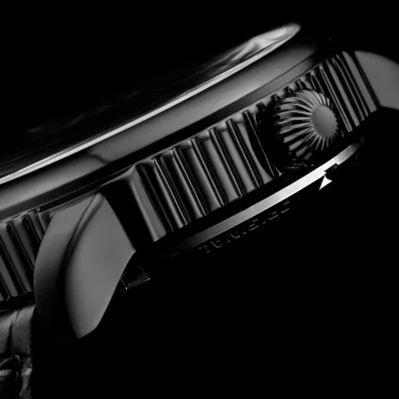 Stuhrling Mens Automatic Black Leather Strap Watch 3933 3