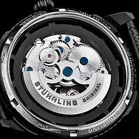 Stuhrling Mens Automatic Black Leather Strap Watch 3933 3
