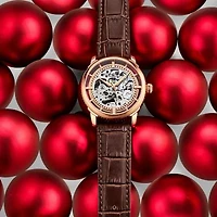 Stuhrling Mens Automatic Brown Leather Strap Watch 3933 4