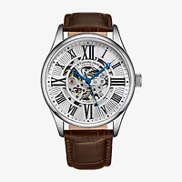 Stuhrling Mens Automatic Brown Leather Strap Watch 3942 1
