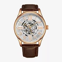 Stuhrling Mens Automatic Black Leather Strap Watch 3942 4