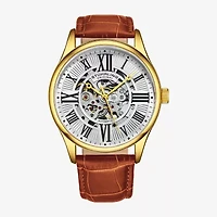 Stuhrling Mens Automatic Rose Goldtone Leather Strap Watch 3942 5