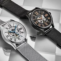 Stuhrling Mens Automatic Silver Tone Stainless Steel Strap Watch 3942m