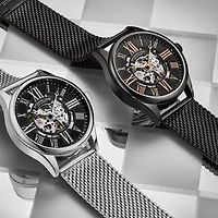 Stuhrling Mens Automatic Silver Tone Stainless Steel Strap Watch 3942m 2