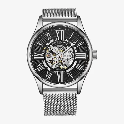 Stuhrling Mens Automatic Silver Tone Stainless Steel Strap Watch 3942m 2