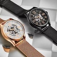 Stuhrling Mens Automatic Rose Goldtone Stainless Steel Strap Watch 3942m 5