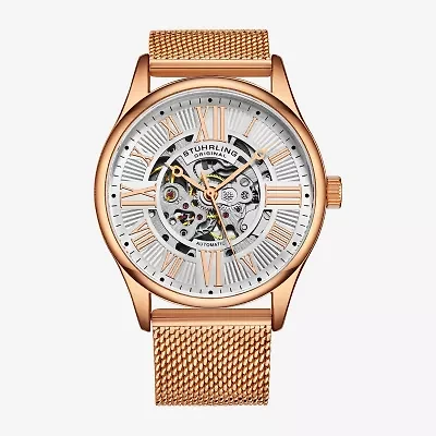 Stuhrling Mens Automatic Rose Goldtone Stainless Steel Strap Watch 3942m 5