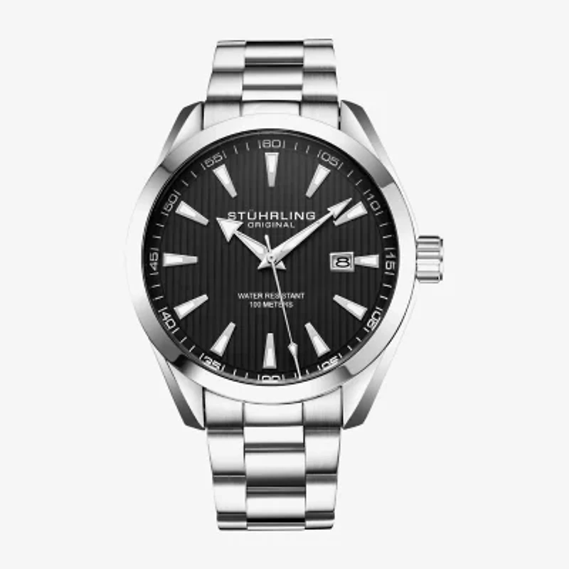 Stuhrling Mens Silver Tone Stainless Steel Bracelet Watch 3953