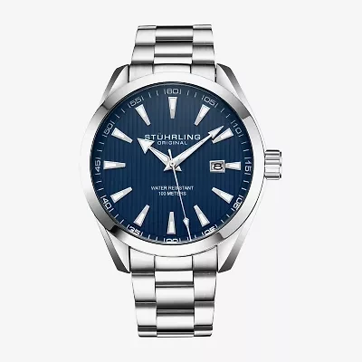 Stuhrling Mens Silver Tone Stainless Steel Bracelet Watch 3953 2