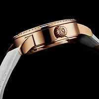 Stuhrling Womens Automatic White Leather Strap Watch 3952 2