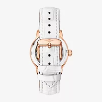 Stuhrling Womens Automatic White Leather Strap Watch 3952 2