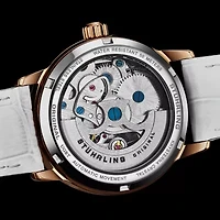 Stuhrling Womens Automatic White Leather Strap Watch 3952 2