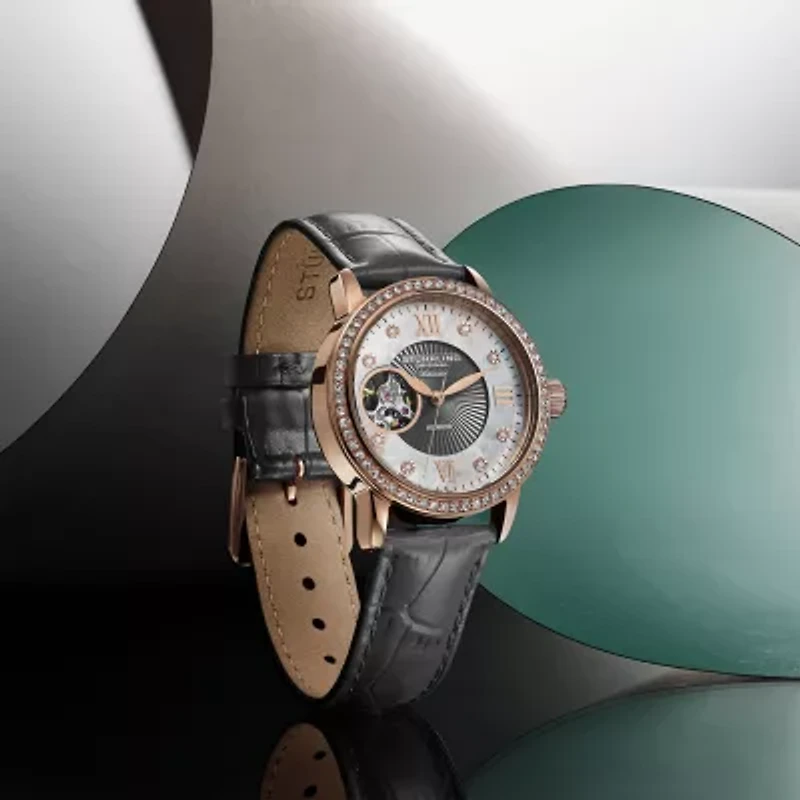 Stuhrling Womens Automatic Gray Leather Strap Watch 3952 3