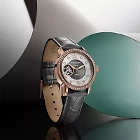 Stuhrling Womens Automatic Gray Leather Strap Watch 3952 3