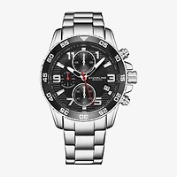 Stuhrling Mens Chronograph Silver Tone Stainless Steel Bracelet Watch 3957