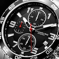 Stuhrling Mens Chronograph Silver Tone Stainless Steel Bracelet Watch 3957