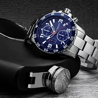 Stuhrling Mens Chronograph Silver Tone Stainless Steel Bracelet Watch 3957