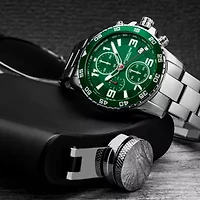 Stuhrling Mens Chronograph Silver Tone Stainless Steel Bracelet Watch 3957 3