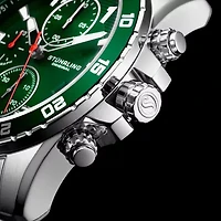 Stuhrling Mens Chronograph Silver Tone Stainless Steel Bracelet Watch 3957 3