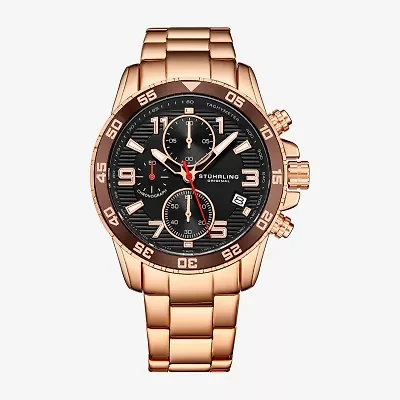 Stuhrling Mens Chronograph Rose Goldtone Stainless Steel Bracelet Watch 3957 4