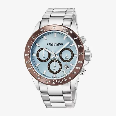 Stuhrling Mens Chronograph Silver Tone Stainless Steel Bracelet Watch 3960