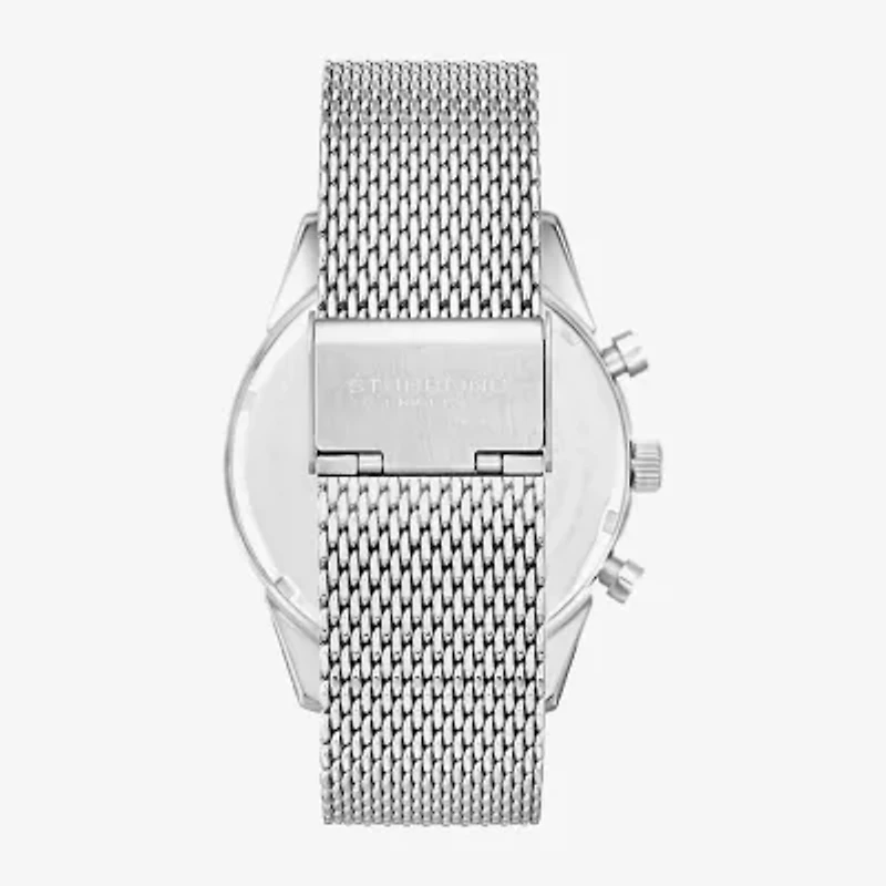 Stuhrling Mens Chronograph Silver Tone Stainless Steel Strap Watch 3975