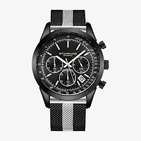 Stuhrling Mens Chronograph Black Stainless Steel Strap Watch 3975