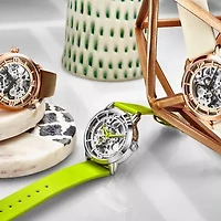 Stuhrling Womens Automatic Yellow Leather Strap Watch 3982 1