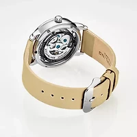 Stuhrling Womens Automatic Yellow Leather Strap Watch 3982 1